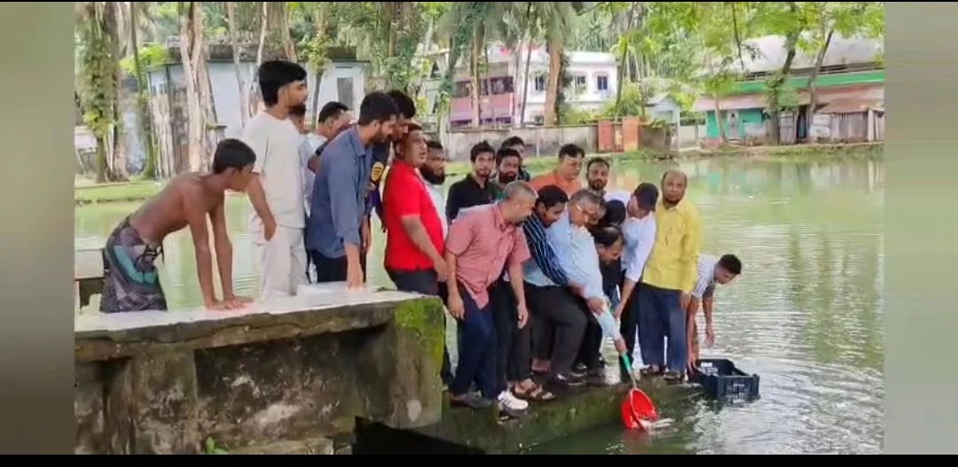 ঝালকাঠির কাঁঠালিয়ায় বিভিন্ন প্রজাতির মাছের পোনা অবমুক্ত