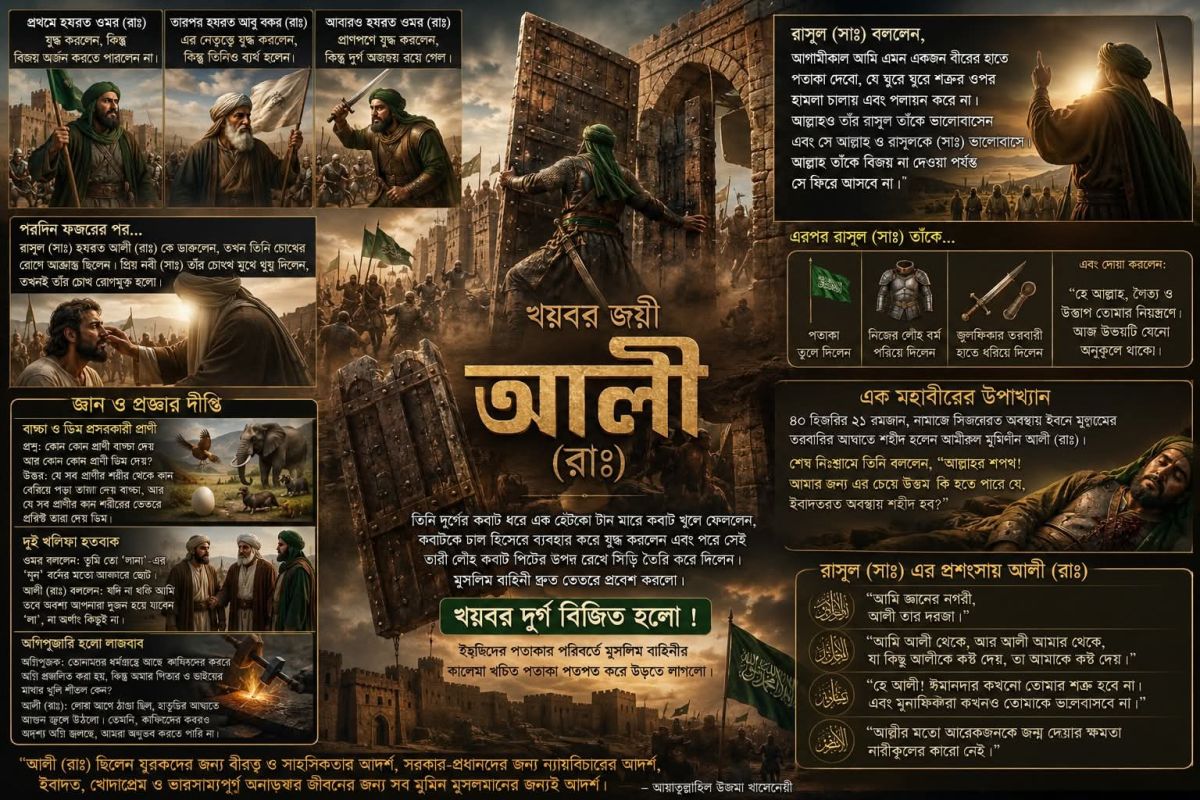 হযরত আলী (রাঃ) — বীরত্ব, জ্ঞান, ন্যায় ও প্রেমের মহাকাব্য