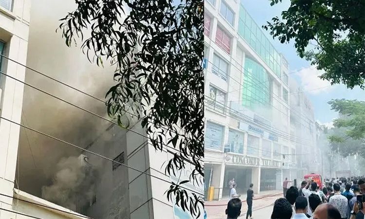 ধানমন্ডির এপেক্স ভবনে আগুন