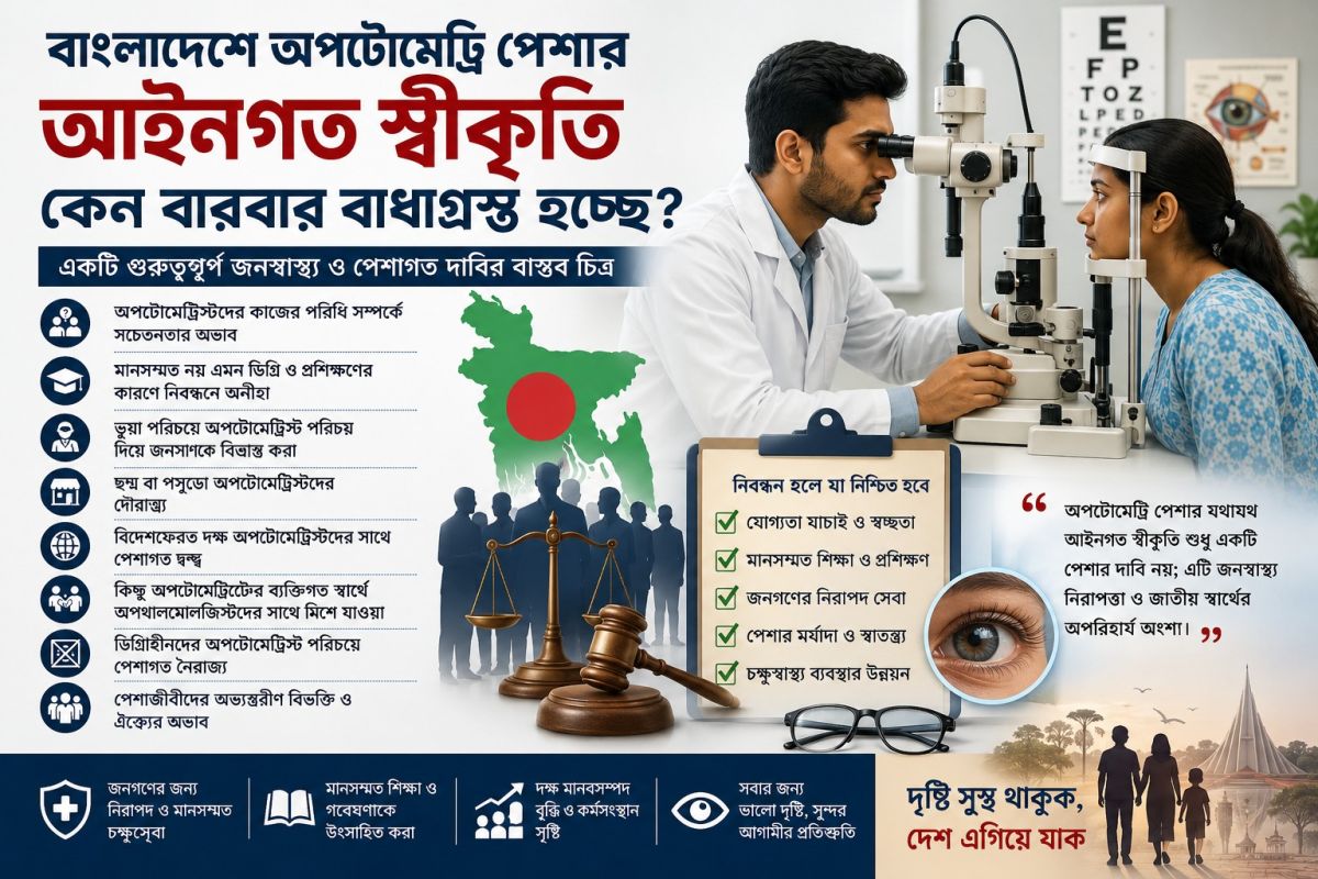 বাংলাদেশে অপটোমেট্রি পেশার আইনগত স্বীকৃতি কেন বারবার বাধাগ্রস্ত হচ্ছে?
