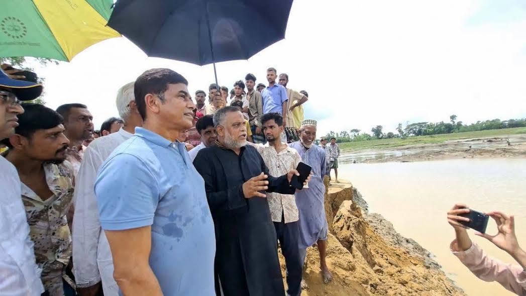 হবিগঞ্জে খোয়াই নদীর বাঁধ পরিদর্শনে পানিসম্পদ প্রতিমন্ত্রী