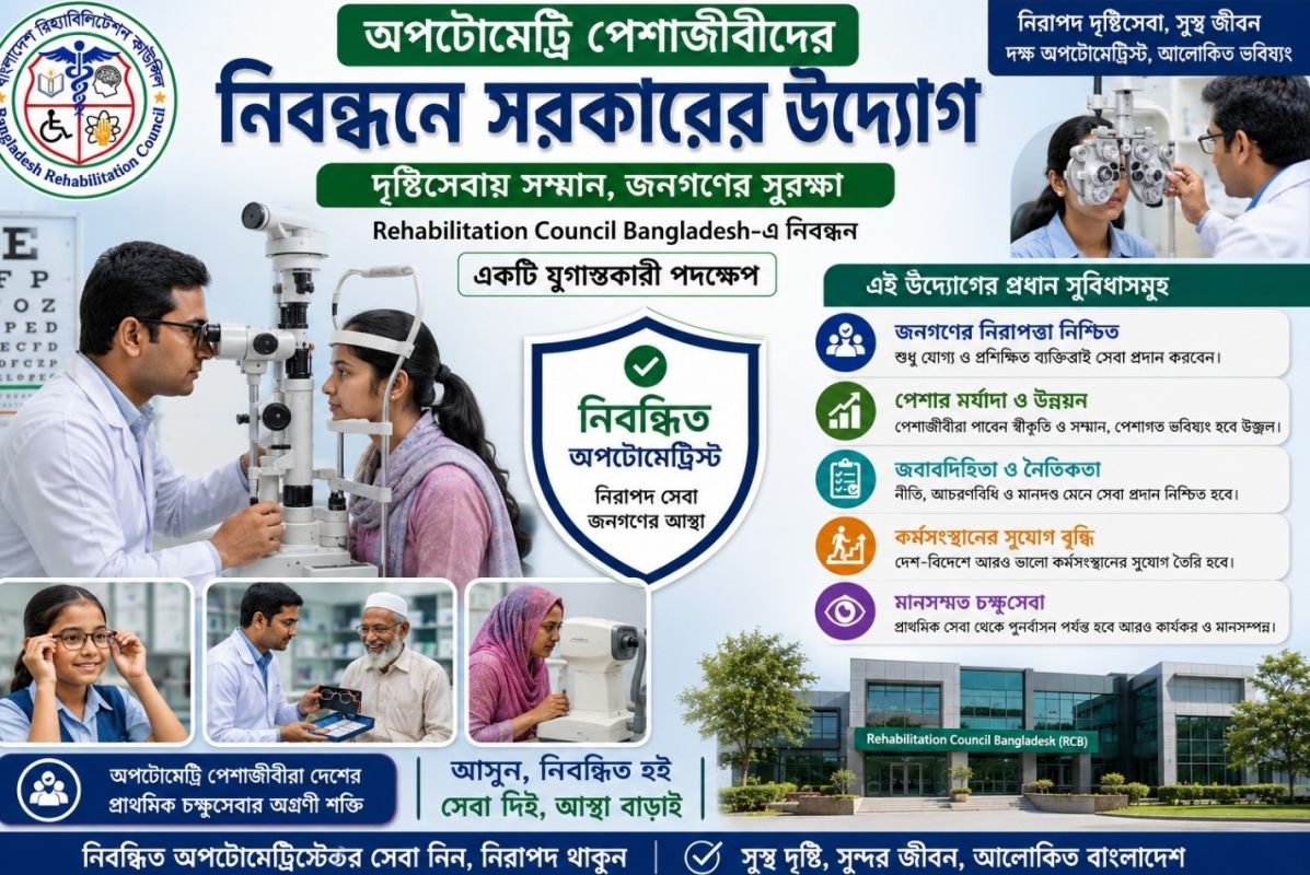 অপটোমেট্রি পেশাজীবীদের নিবন্ধন ও নীতিমালা প্রণয়ন: জনস্বাস্থ্য সুরক্ষায় যুগান্তকারী পদক্ষেপ