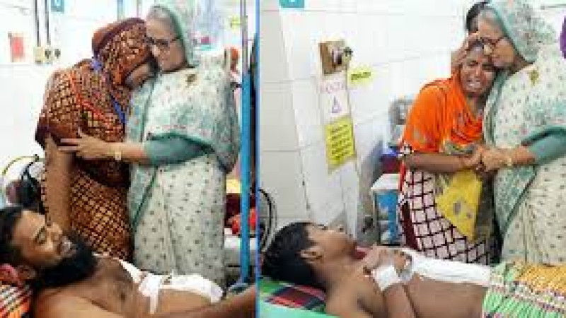 আহতদের দেখতে পঙ্গু হাসপাতালে গেলেন প্রধানমন্ত্রী