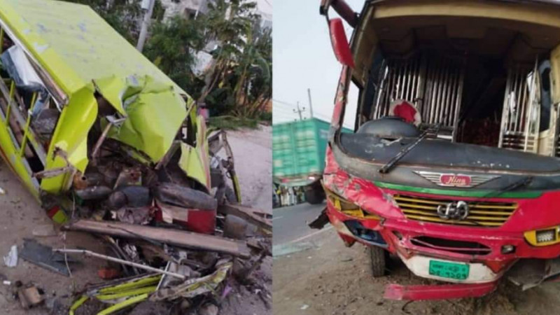 নারায়ণগঞ্জে যাত্রীবাহি বাস ও লেগুনার সংঘর্ষে দুইজন নিহত