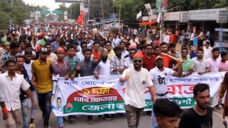 সরকারের পদত্যাগ দাবিতে নওগাঁয় পদযাত্রা করেছে জেলা বিএনপি